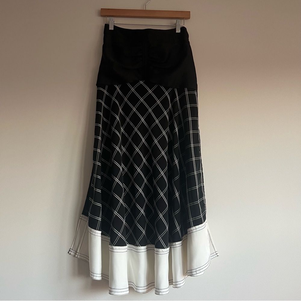 Self-portrait black and white midi skirt